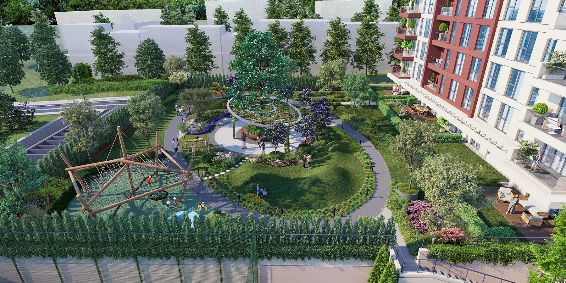 The central garden and playground