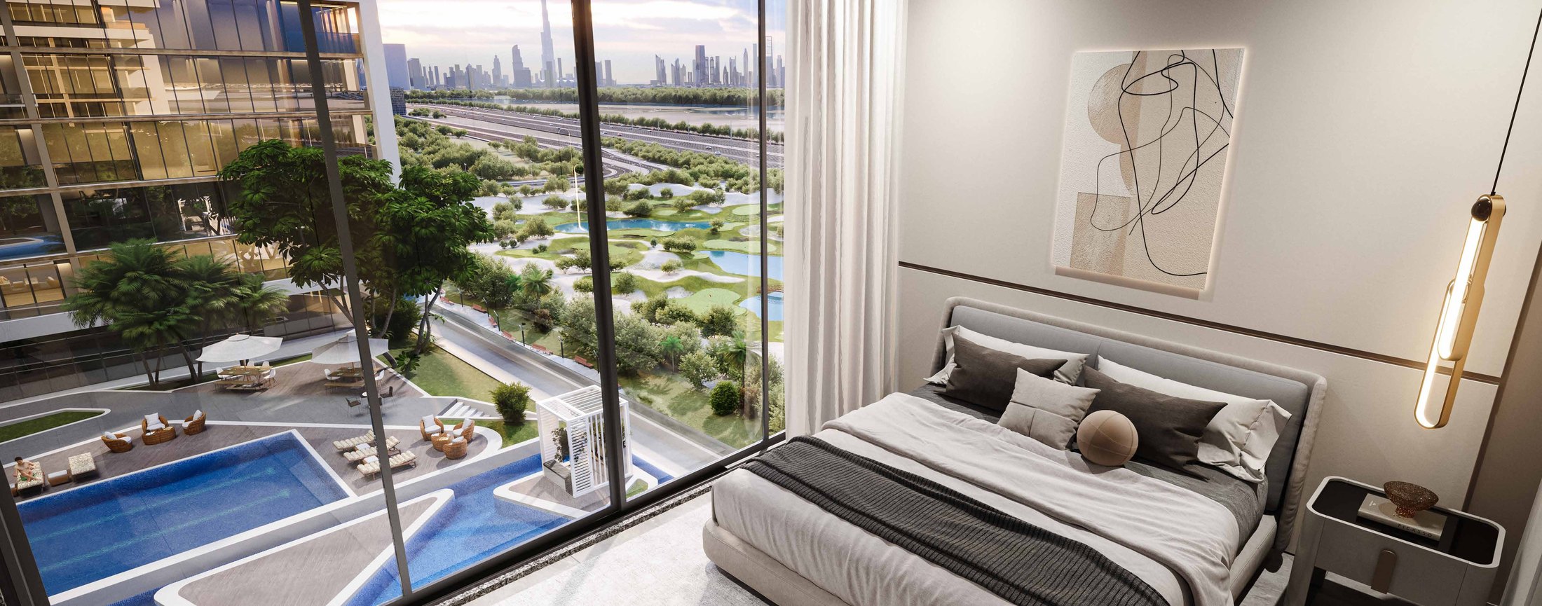 A bedroom over the pool deck