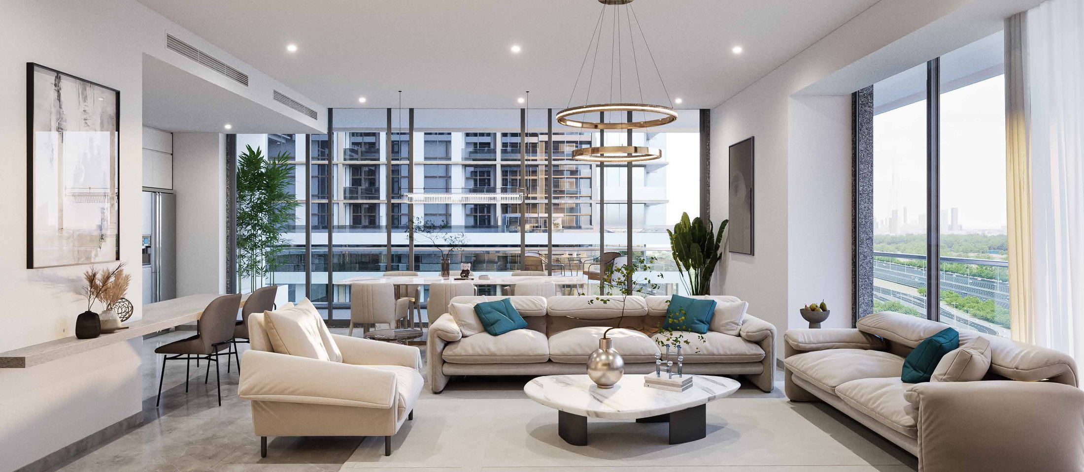 A living and dining room