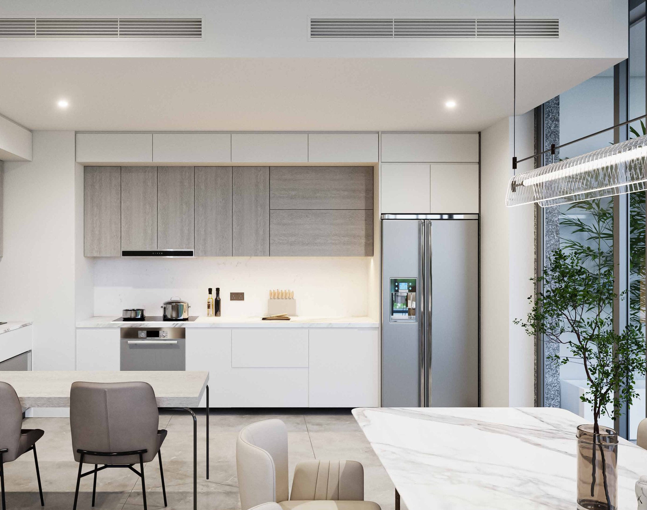 A fitted kitchen
