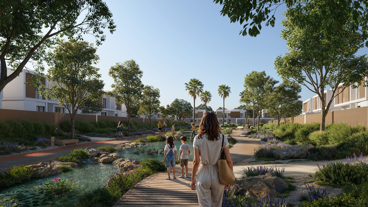 The linear parks at Yas Riva Reserve